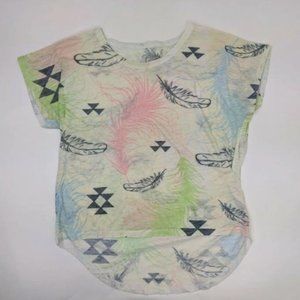 Cap Sleeve Feather T-shirt Size M Multic